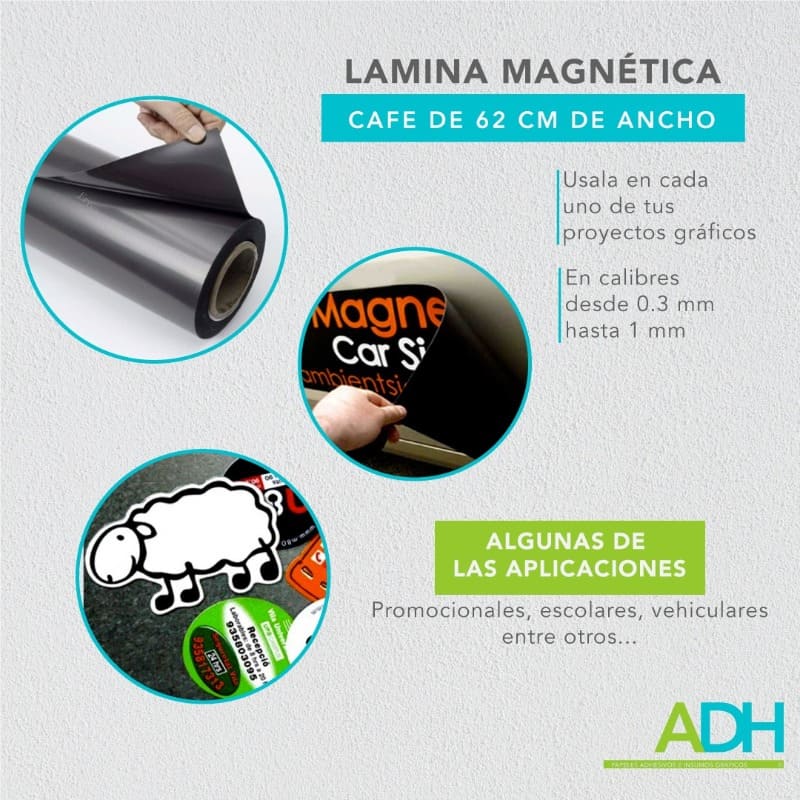 Lamina Magnetica Iman Con Adhesivo 1 Metro X 62 Cm Cal 0.3mm