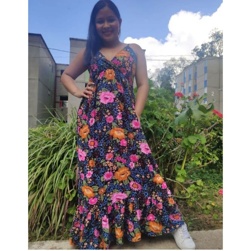 Vestido chita romantica sales